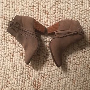 DV Dolce Vita suede ankle bootie w stacked heel